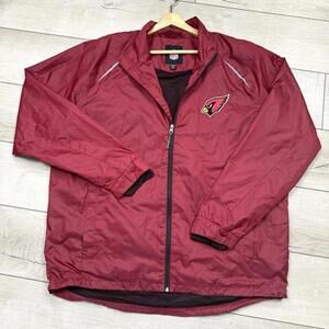 VTG Arizona Cardinals NFL Windbreaker Jacket Men’s 3XL Full Zip Red Lightweight